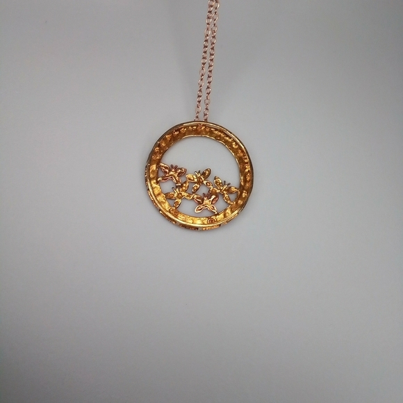 Rose Gold Butterfly Pendant Rose gold-tone Rose, White, Gold Simulated Diamond… - Picture 4 of 9